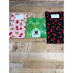 Cherry & Green Fabric Set 3 Pieces Cotton 42"x8.5" 29"x8.5" 18"x18"